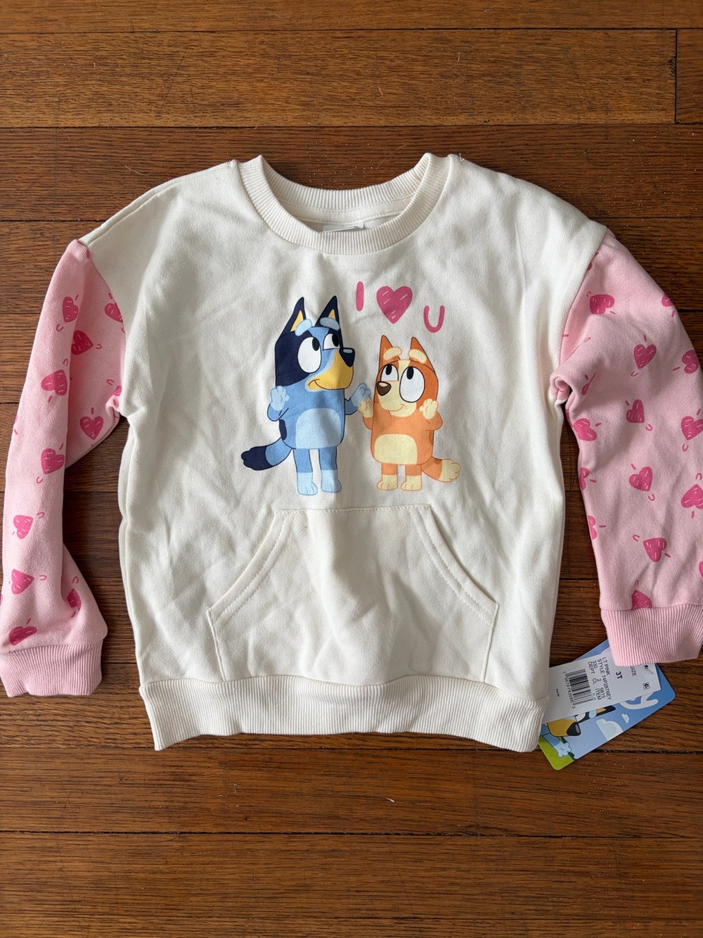 Bluey Toddler I <3 U Valentine's Sweatshirt, 3T, NWT